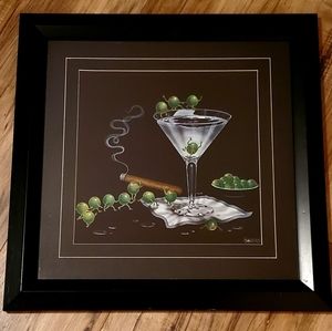 Michael Godard Signed Olive Party Framed  Art  16”